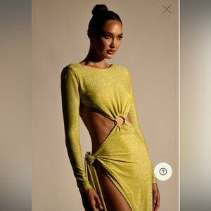 Backless Maxi Wrap Dress - Green Shimmer NWT